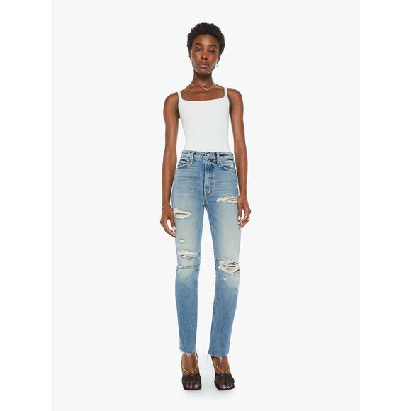 Mother The High Waisted Rider Skimp The Confession Distressed Jeans Size 26 - Picture 1 of 15
